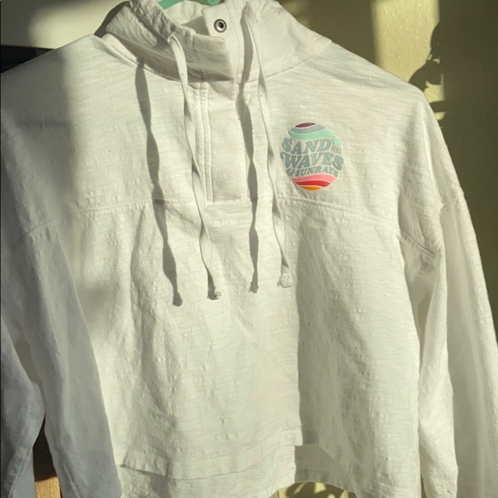 PINK, white, cropped, half-zip.